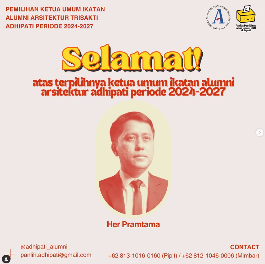Selamat kepada Ketua Umum IAAT Adhipati Periode 2024-2027 Saudara Her Pramtama